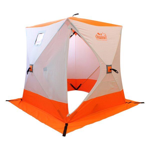 Палатка зимняя 2-х местная Следопыт Куб TW-01, 1.5х1.5х1.7 м, цв. бело - оранжевая