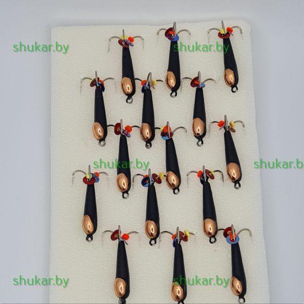 Мормышка вольфрамовая Чертик высокий с медной коронкой d. 3,0 мм. 1,5 гр.