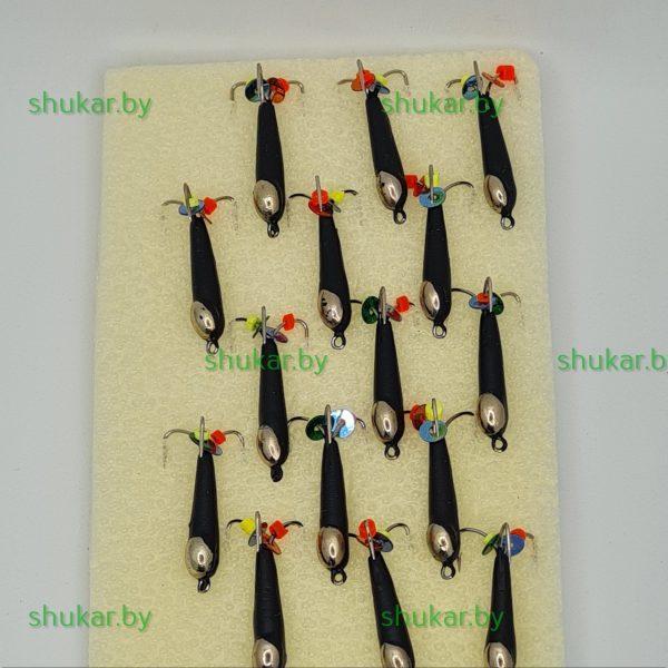 Мормышка вольфрамовая Чертик высокий с серебряной коронкой d. 3,0 мм. 1,5 гр.